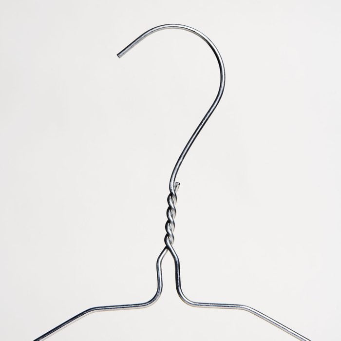 A wire clothes hanger