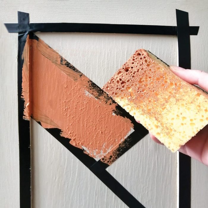 diy painting using a sponge for brick texture