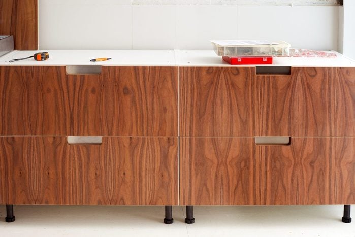 walnut wood kitchen construcion modern design