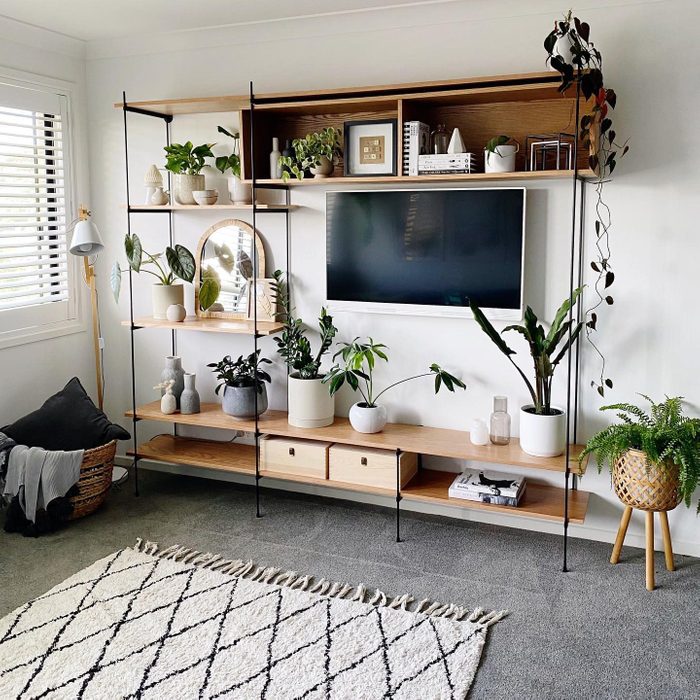 Media Center Plant Shelf Via Interiors By Bec Instagram