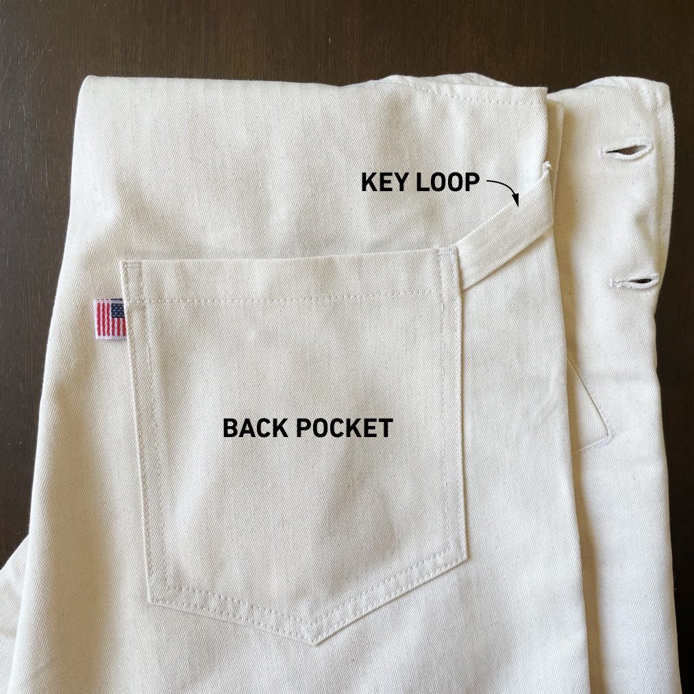 Overalls Showing Back Pocket And Key Loop