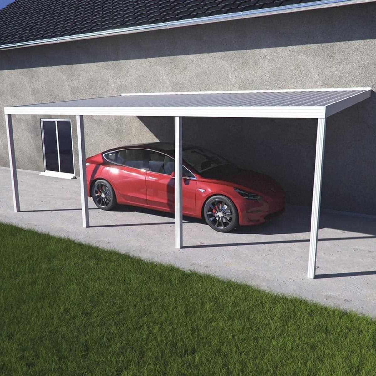Integra White Aluminum Attached Carport