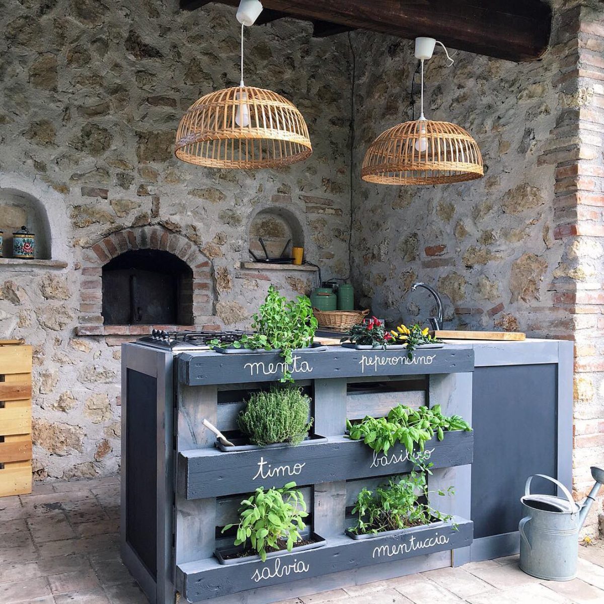 Outdoor Kitchen With Herb Garden Courtesy Mommodesign Instagram