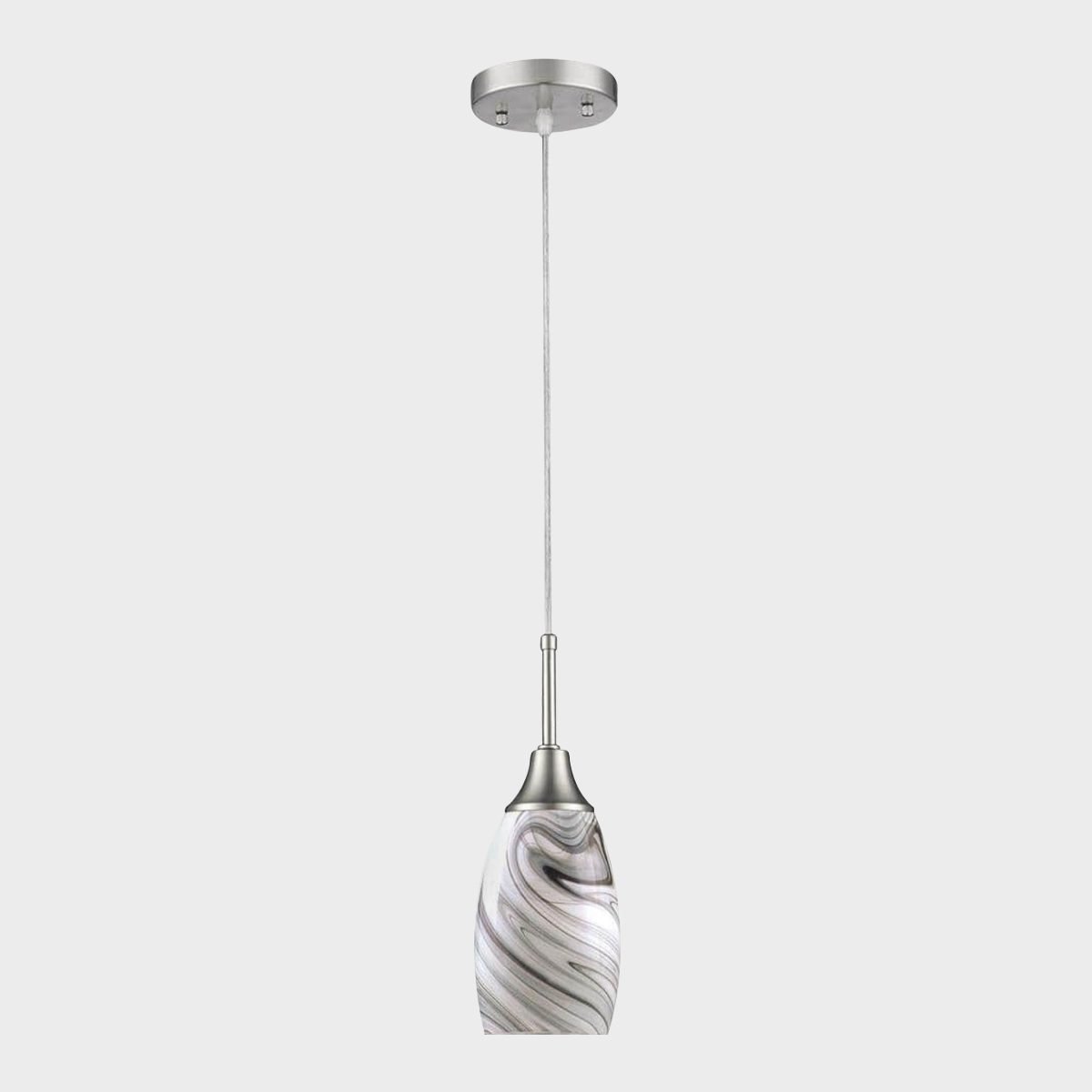 Peak Collection 1 Light Grey Glass And Nickel Pendant