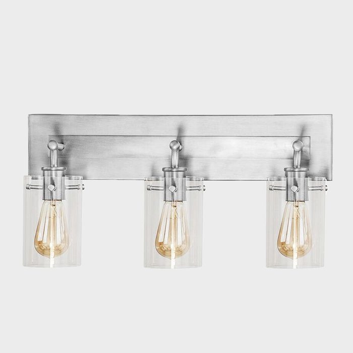 Regan 21 In. 3 Light Brushed Nickel Bathroom Vanity Light With Clear Glass Shades