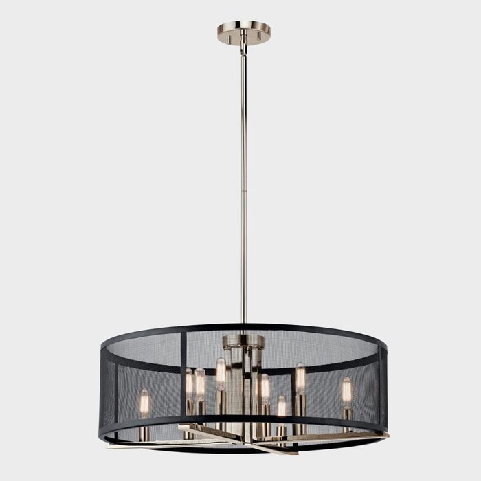 Titus 8 Light Polished Nickel Contemporary Drum Dining Room Chandelier