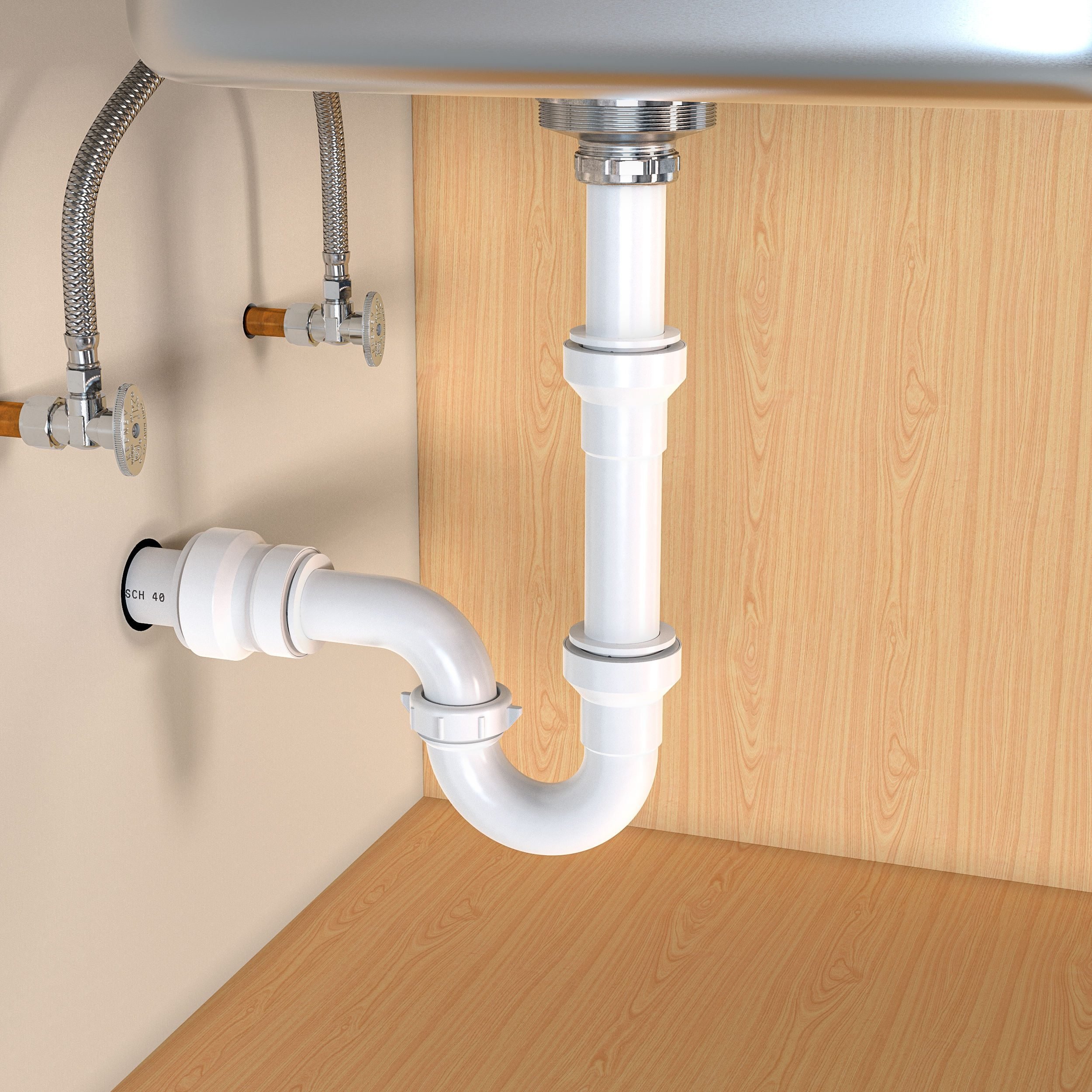 Kitchen Cupboard Space Saver Kit for Kitchen Sink Waste Trap or Bath Trap