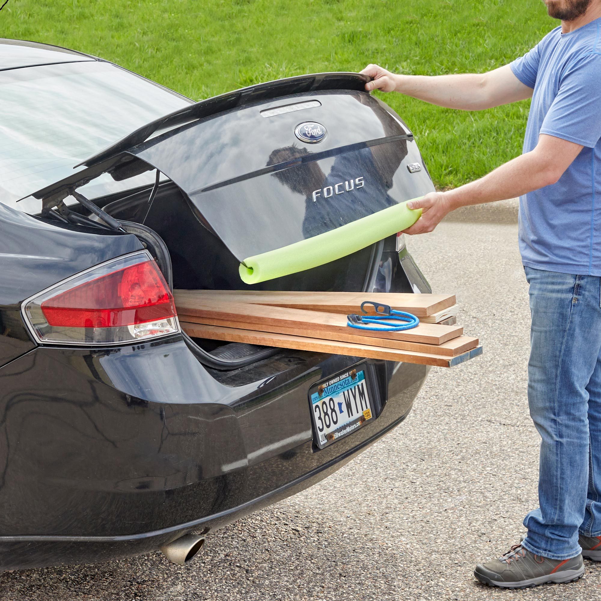 Trunk Bumpers with pool noodle when hauling things that stick out of your trunk