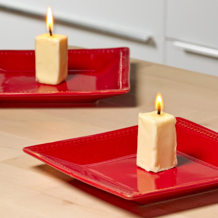Emergency Candles made from sticks of butter