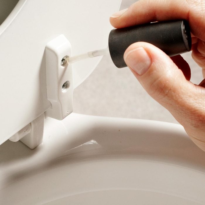 adding nail polish to a toilet seat screws to prevent rust