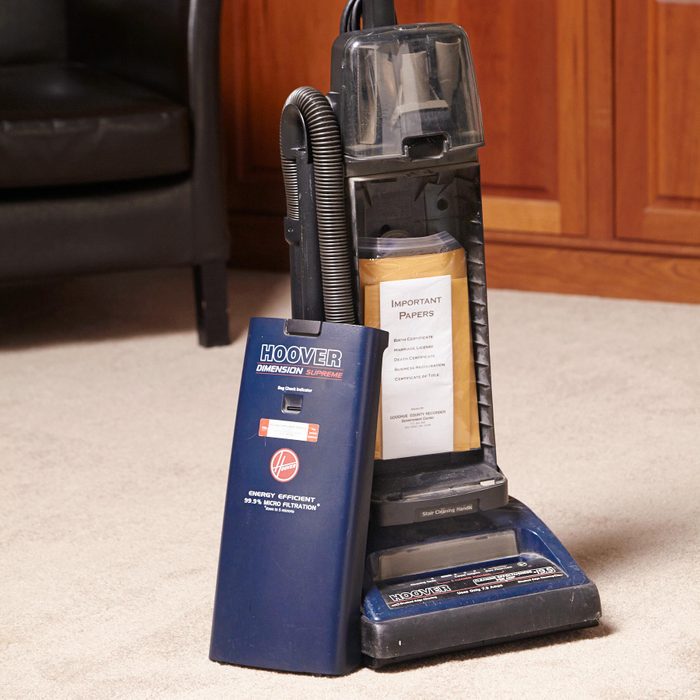 hiding money and important documents in a hoover vacuum