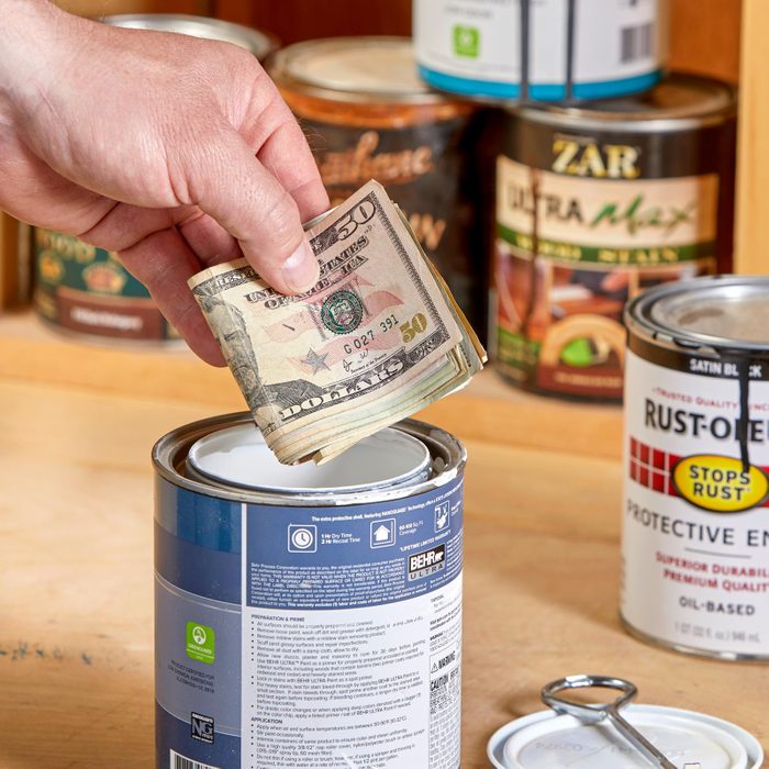 hiding money in a paint can