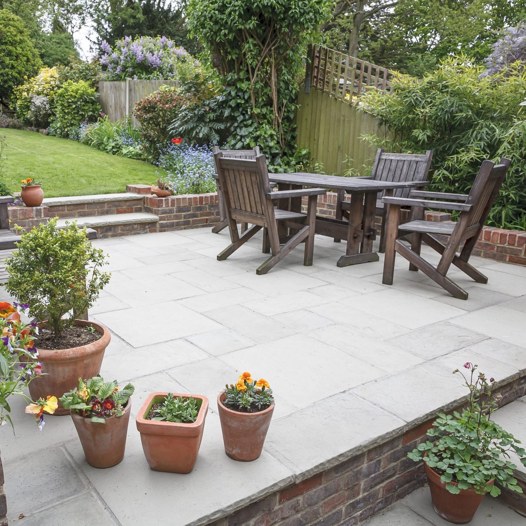 Hard landscaping, new luxury patio and garden, UK