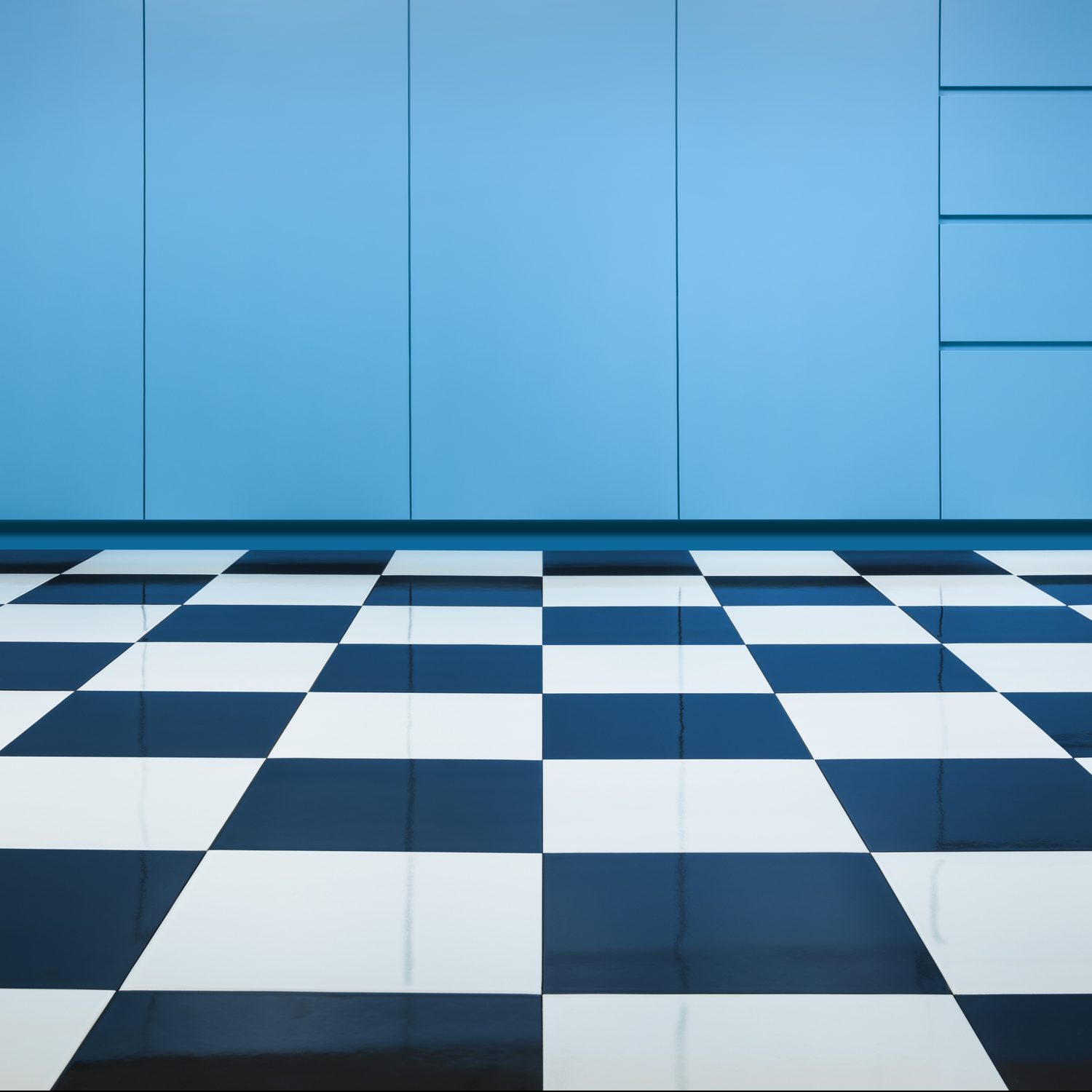 Black and white checkered floor