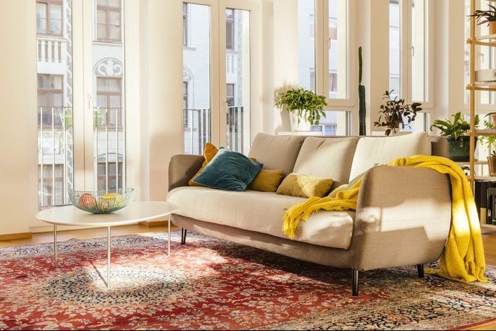 clean Persian rug in a living room