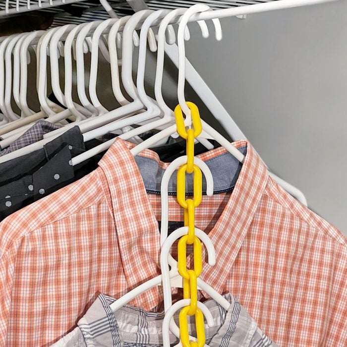 using a chain to make a multi layered hanger to save space