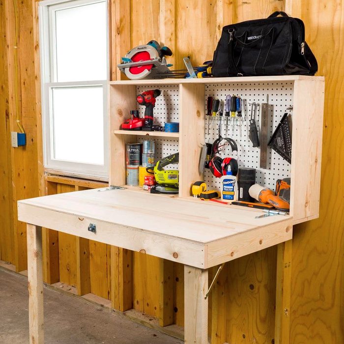 foldable workbench with pegboard