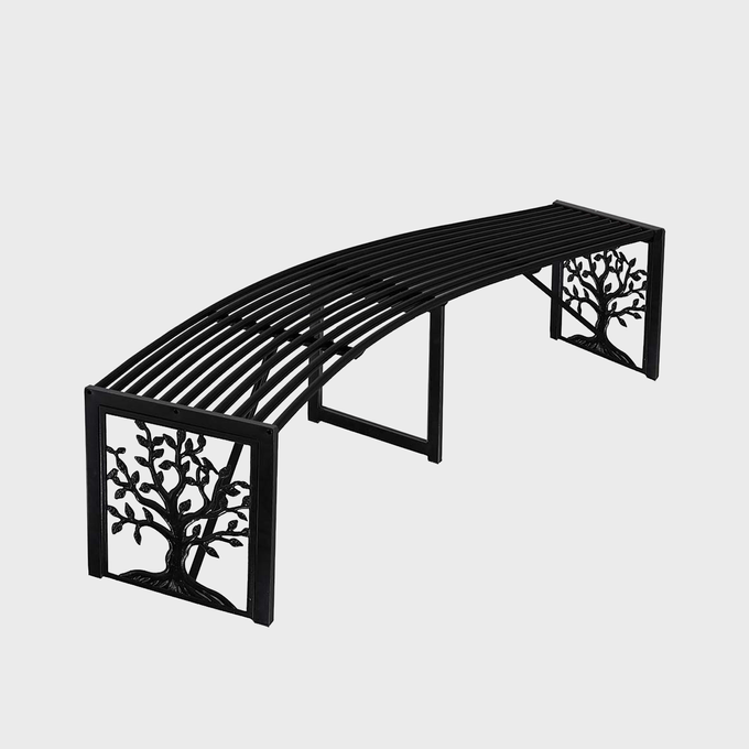 Metal Tree Of Life Backless Curved Garden Bench Ecomm Via Homedepot