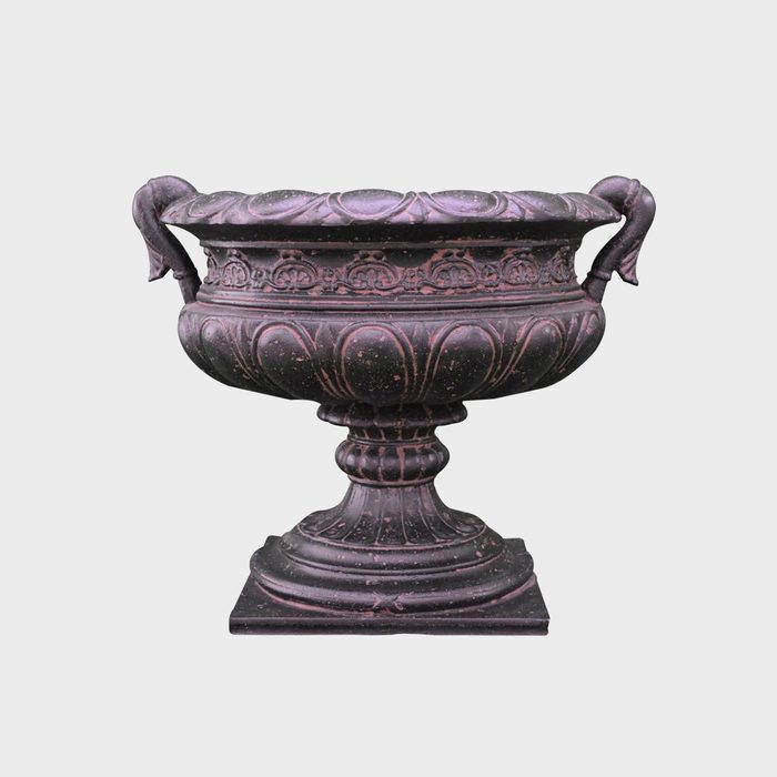 Cast Stone Fiberglass Urn With Handles In Aged Charcoal Ecomm Homedepot.com