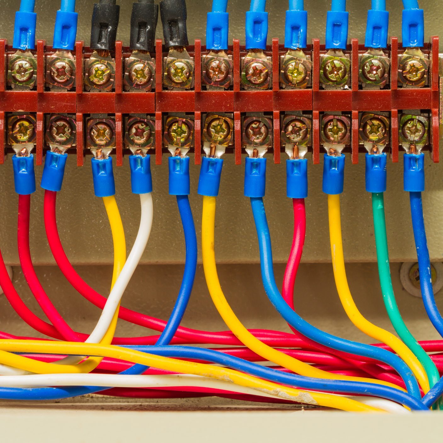 The colours conventionally used in domestic electric wires are