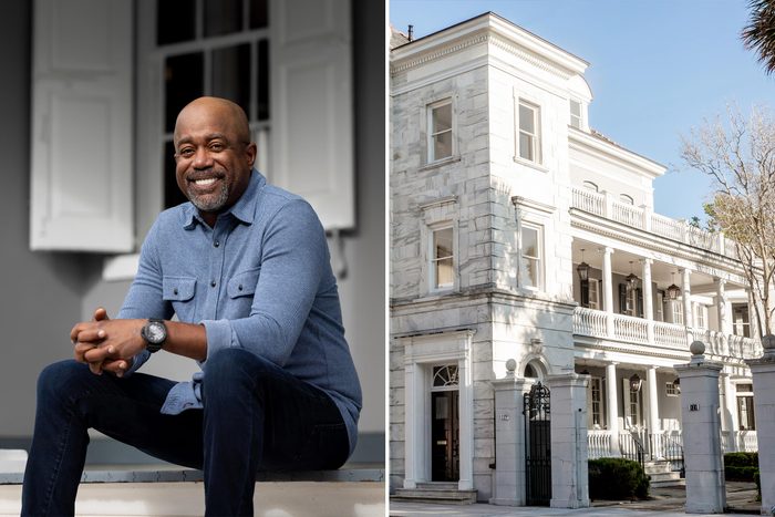 side by side of a portrait of Darius Rucker and his Historic Home Restoration