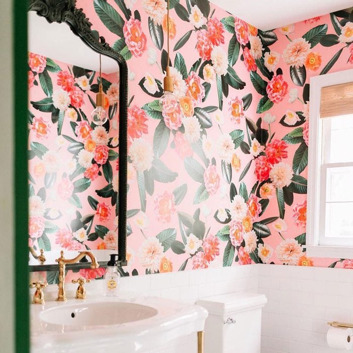 Bold Pink Bathroom Wallpaper