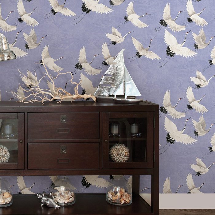 Hydrangea Halcyon Birds Peel And Stick Wallpaper Ecomm Via Wallpops.com