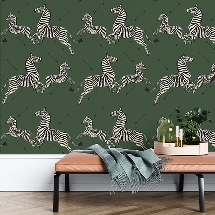 Serengeti Green Zebra Safari Scalamandré Self Adhesive Wallpaper