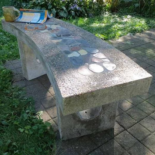 Stone Inlay Concrete Bench Fhm 01