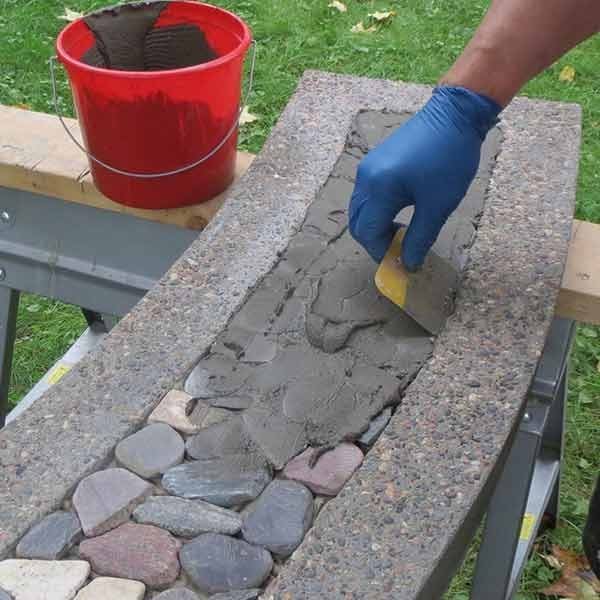 Stone Inlay Concrete Bench Fhm 29