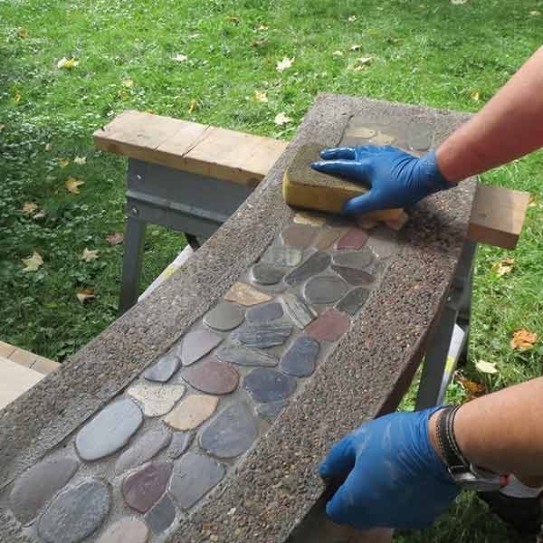 Stone Inlay Concrete Bench Fhm 30