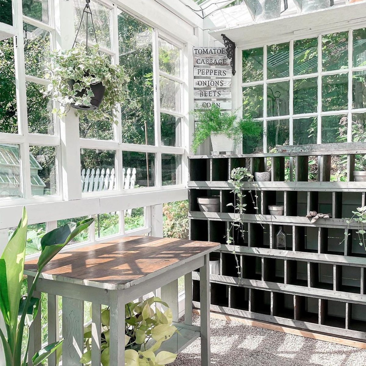 Vintage Greenhouse Shelving Cubbies Courtesy @thehouseonlilac Via Instagram