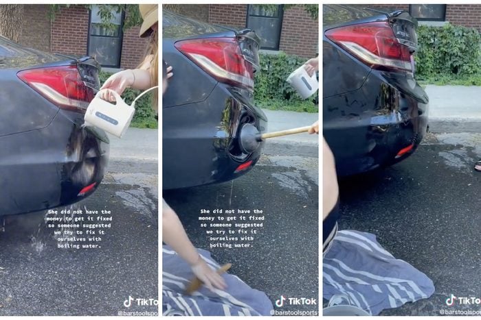 Can You Remove Dents In Your Car With A Plunger And Hot Water? @barstoolsports Via Tiktok3