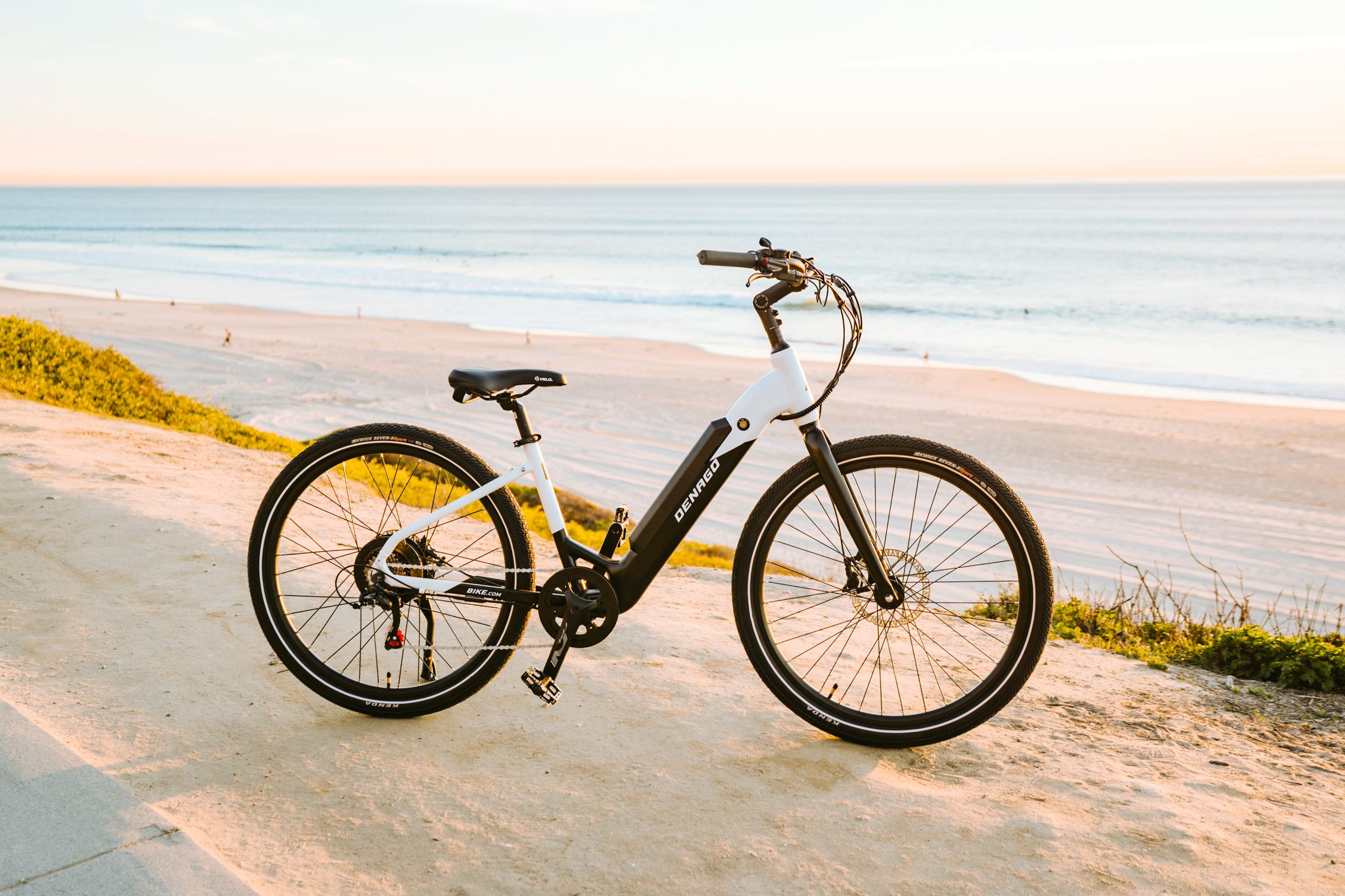 e-bike on the beach during sunset