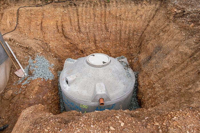 water cistern at a construction site in a housing area