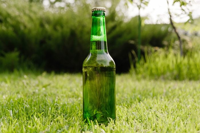 beer in the grass for fertilizing