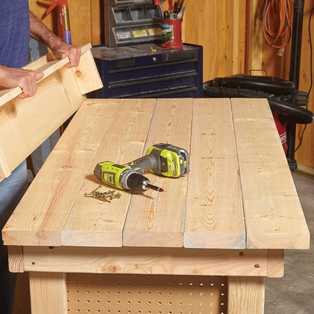 Classic Diy Workbench Plans Attaching the Back Brace and Backboard