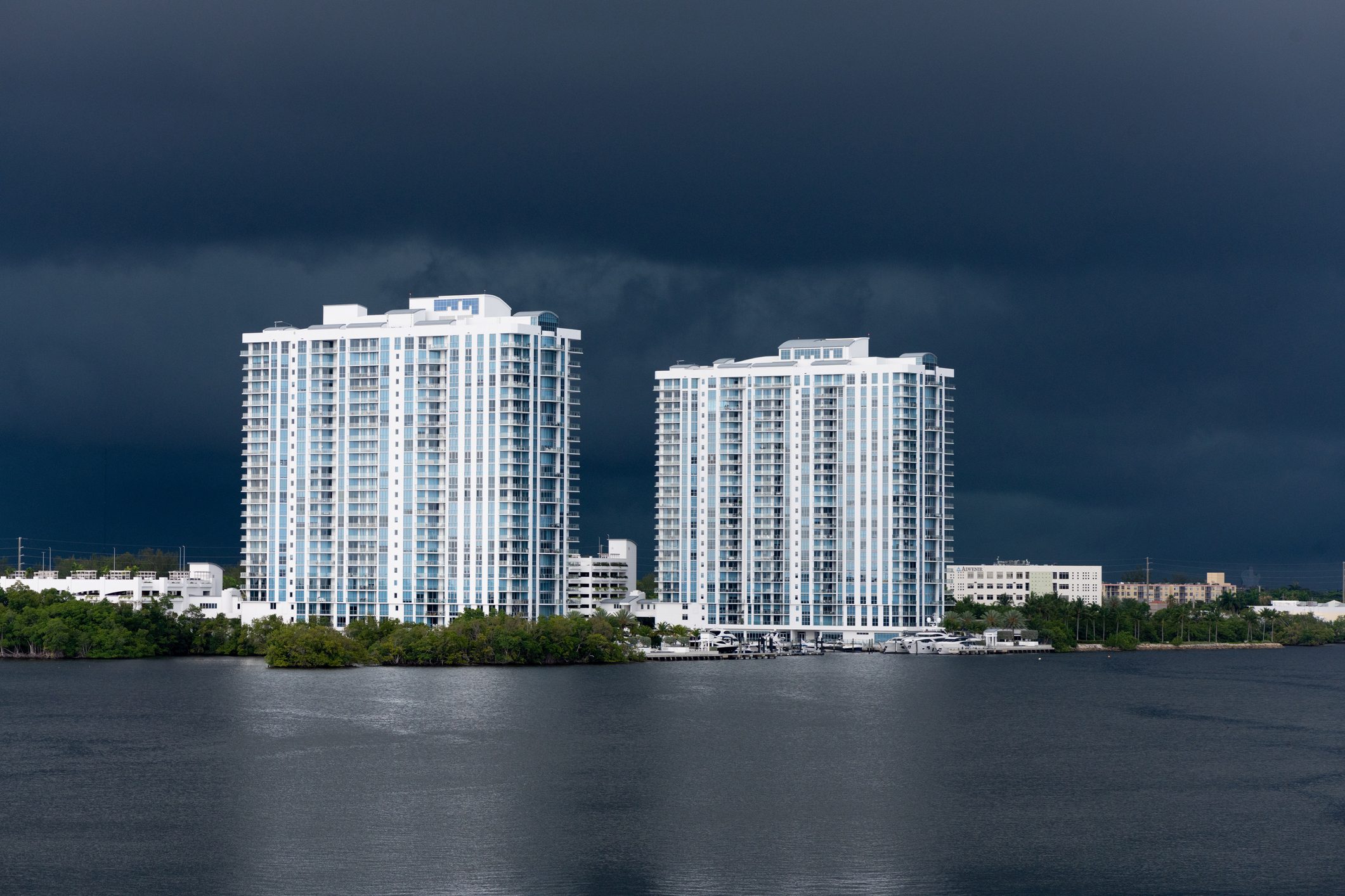 North Miami Beach Luxury High Rise Buildings with Storm Clouds