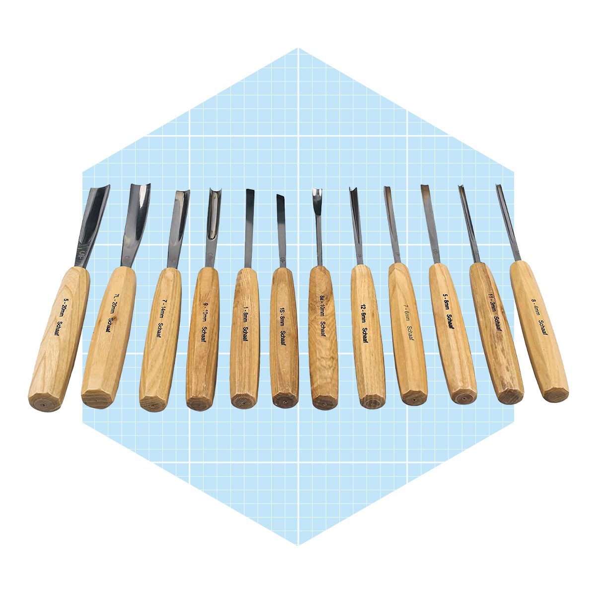 Schaaf Wood Carving Tools 12-pc Wood Chisel Set with Canvas Case