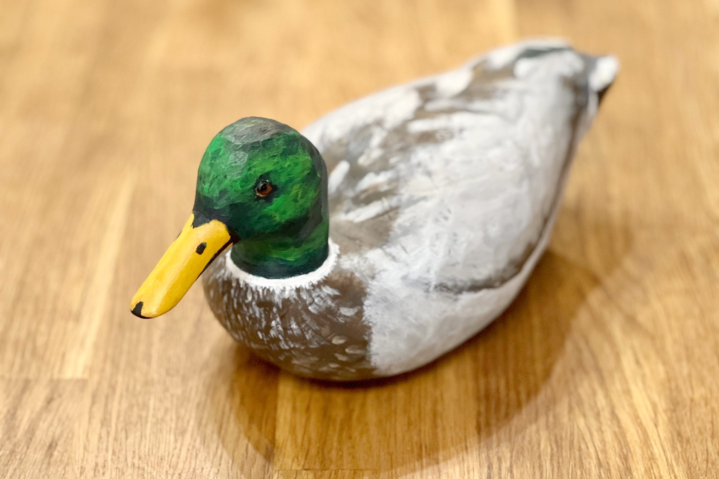 Finished hand carved and painted wooden Duck