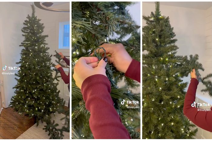 Fuller Christmas Tree Hack using Garland Via tnstyled Tiktok