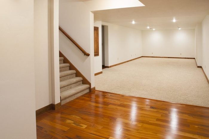 Spacious Finished Basement with Carpet and laminate Floors
