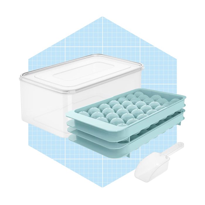 Round Ice Cube Tray With Lid & Bin Ice Ball Maker Mold For Freezer Ecomm Amazon.com