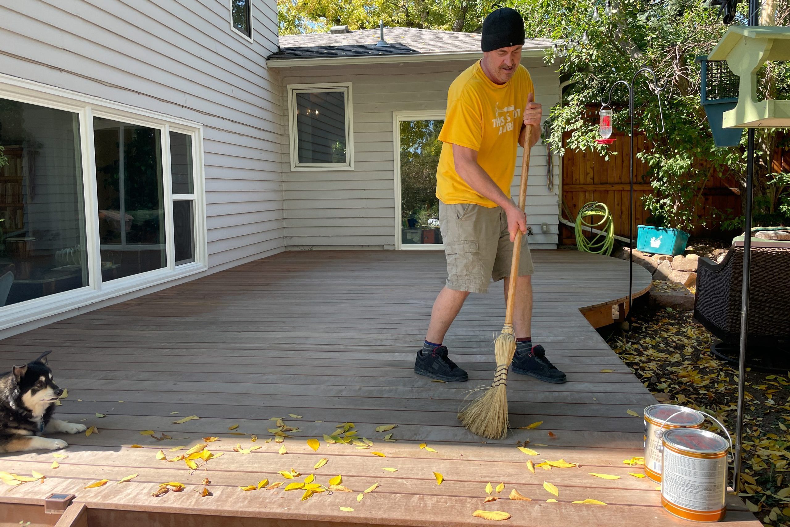 cleaning the deck
