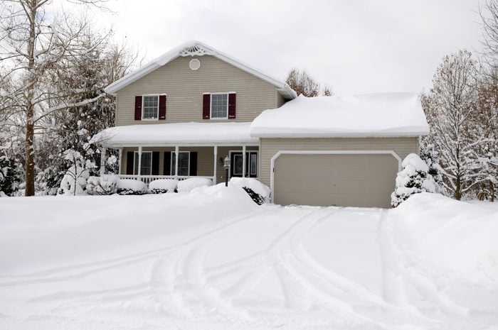 driveway covered in snow