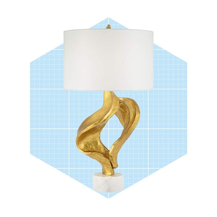 Possini Euro Hera 31' Gold Leaf And Marble Modern Table Lamp