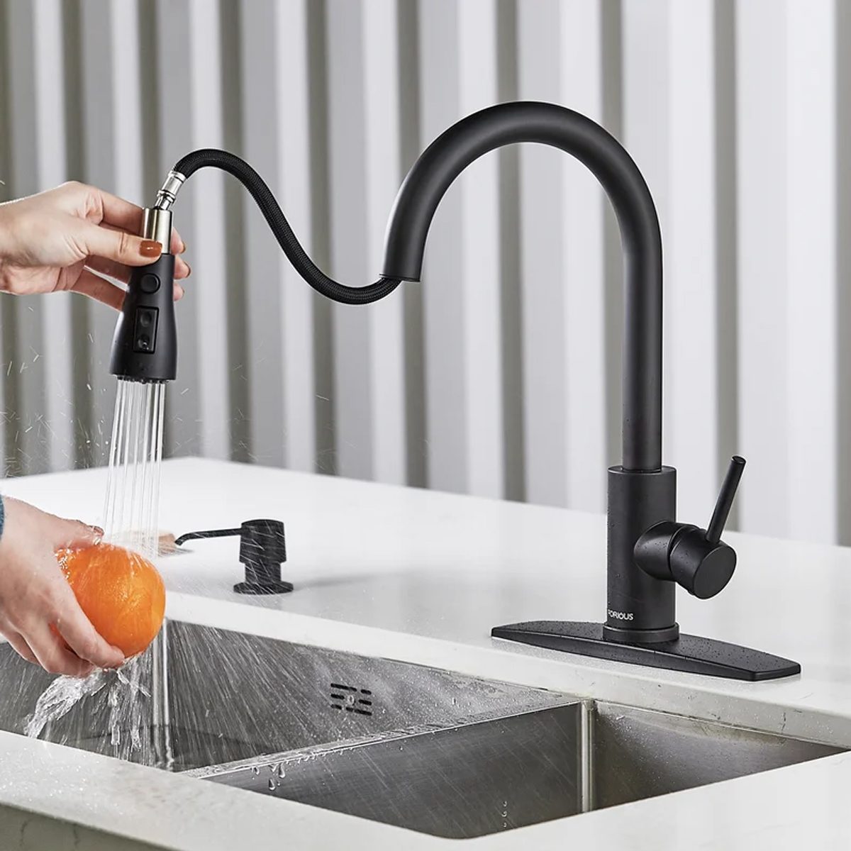 Pull Down Single Handle Kitchen Faucet With Accessories Ecomm Wayfair.com