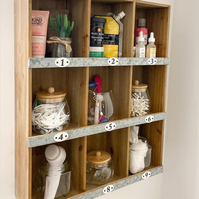 cubby shelf for small bathroom storage