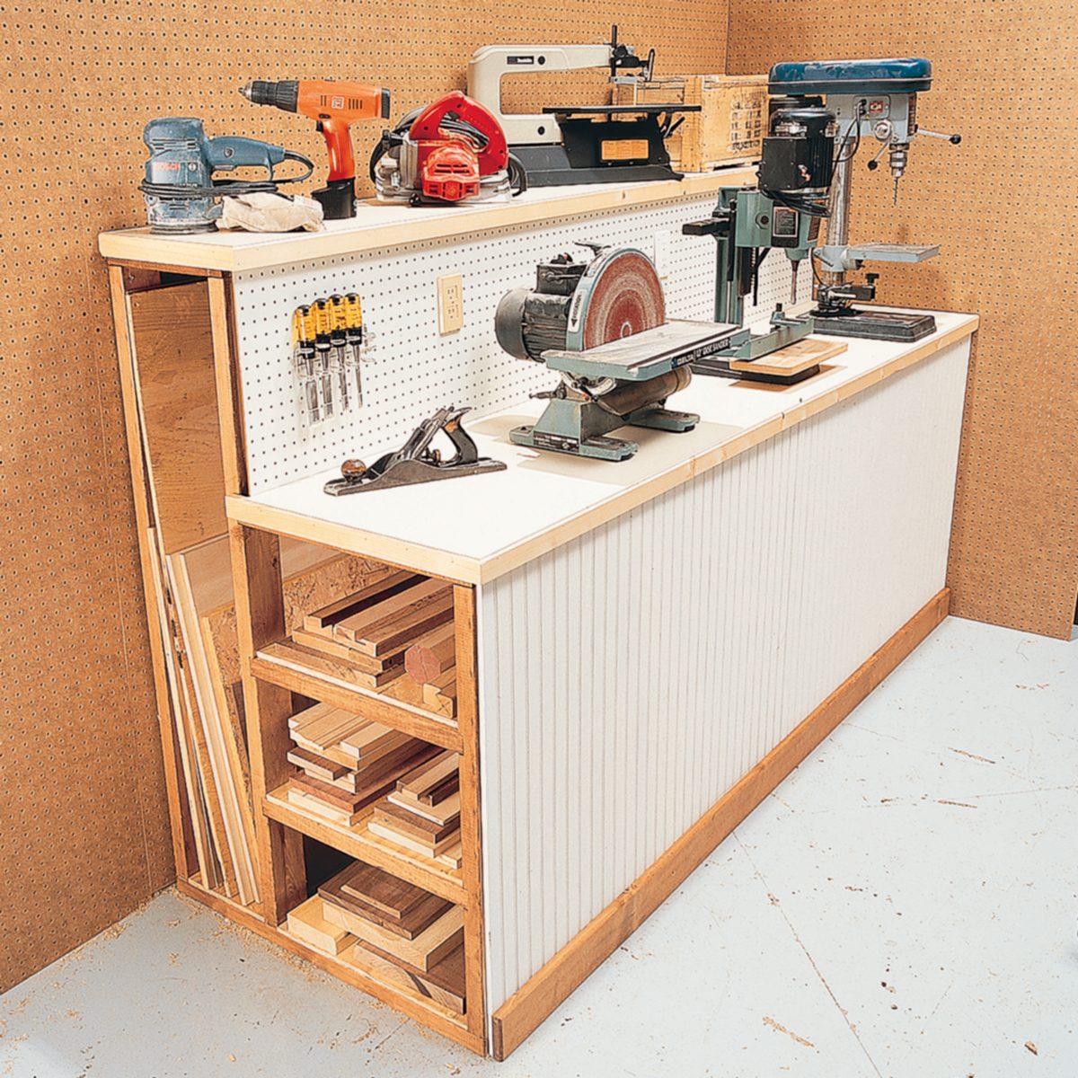 Compact Power Tool Organizer - Fully Assembled Wood Tool Chest and