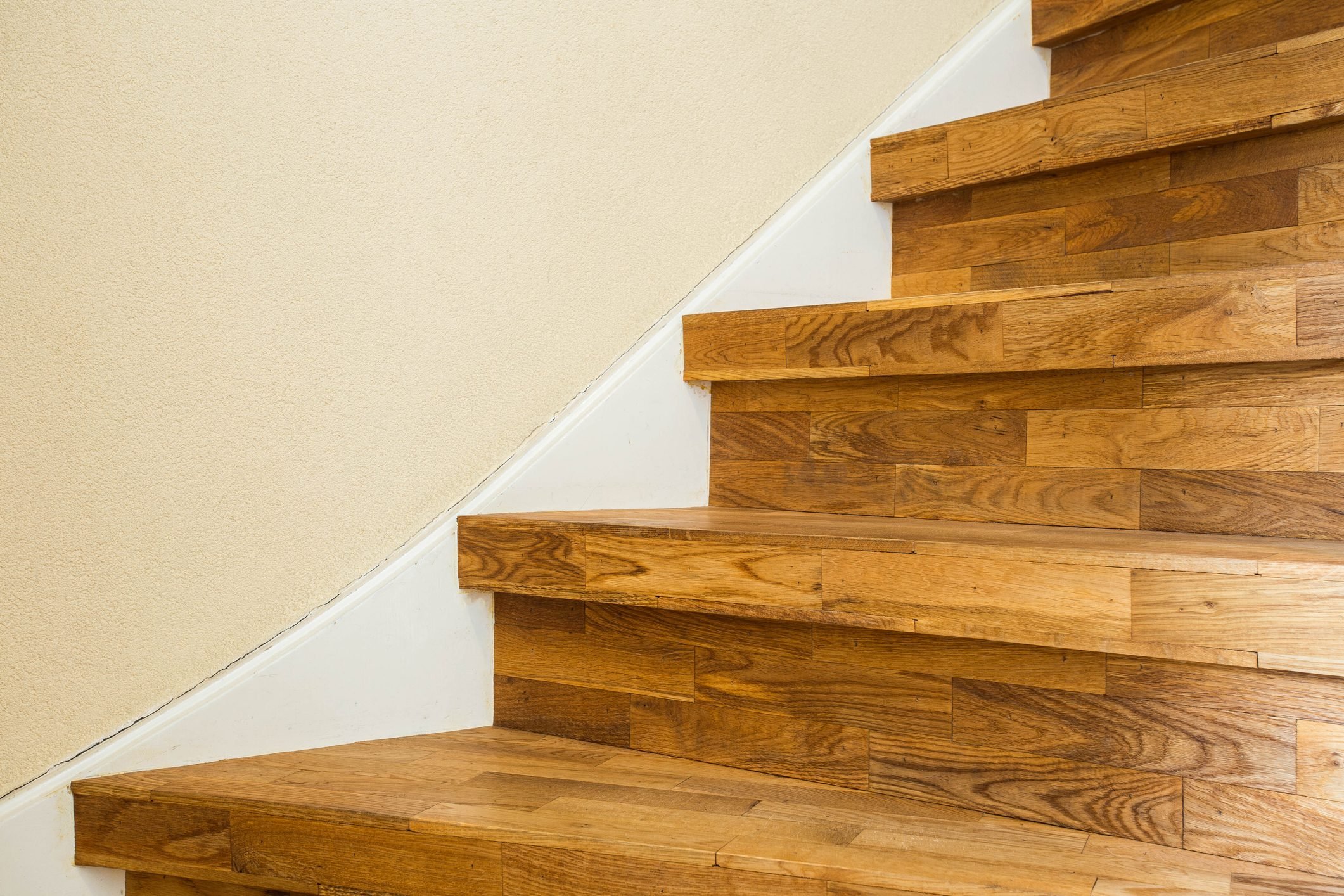 Part of the wooden stairs, close up modern home design